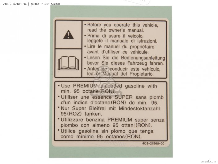 Yamaha LABEL, WARNING 4C82156800