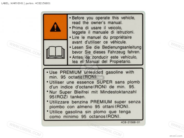 Yamaha LABEL, WARNING 4C82156801