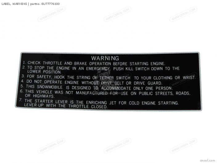 Yamaha LABEL, WARNING 8U77776100