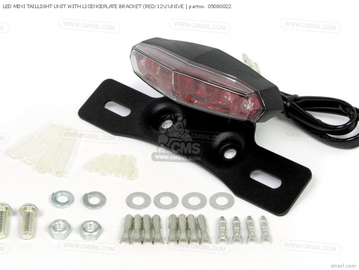 Takegawa LED MINI TAILLIGHT UNIT WITH LICENCEPLATE BRACKET (RED/12V/UNIVE 05080022