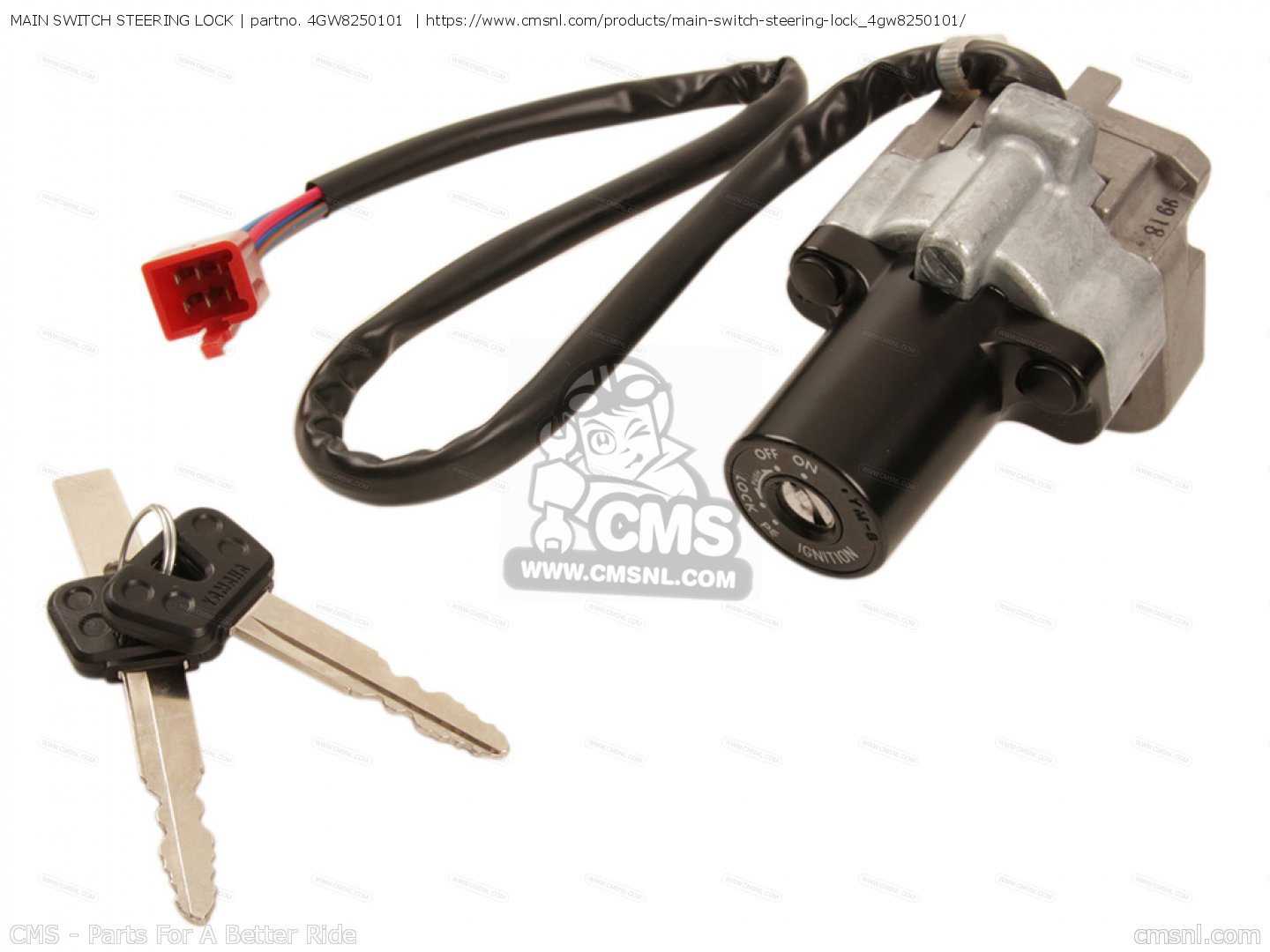 4GW8250101: Main Switch Steering Lock Yamaha - buy the 4GW-82501-01 at ...