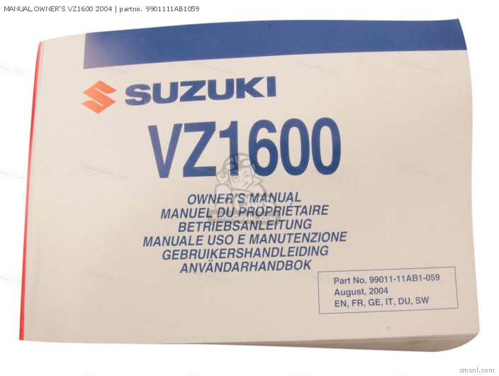 Suzuki MANUAL,OWNERS VZ1600 2004 9901111AB1059