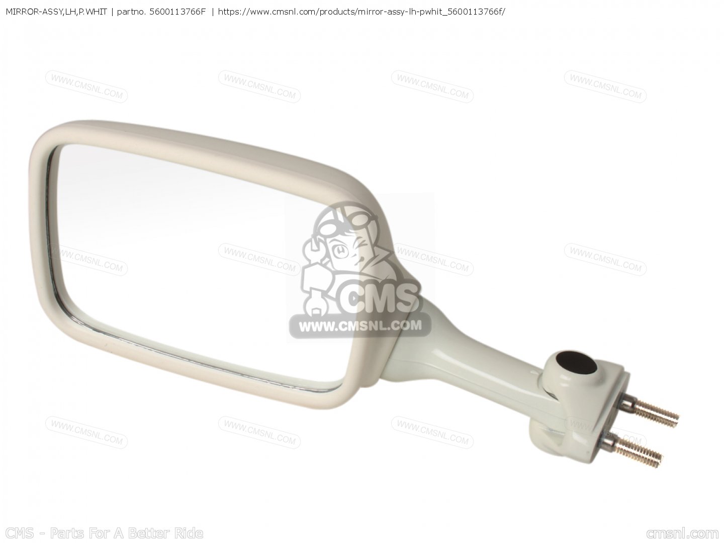 5600113766F: MIRROR-ASSY,LH,P.WHIT Kawasaki - buy the 56001