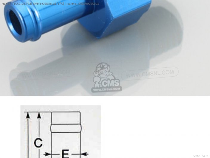 Kitaco NIPPLE (10X1.25/FOR 6MM HOSE/BLUE/1PC) 090099090002