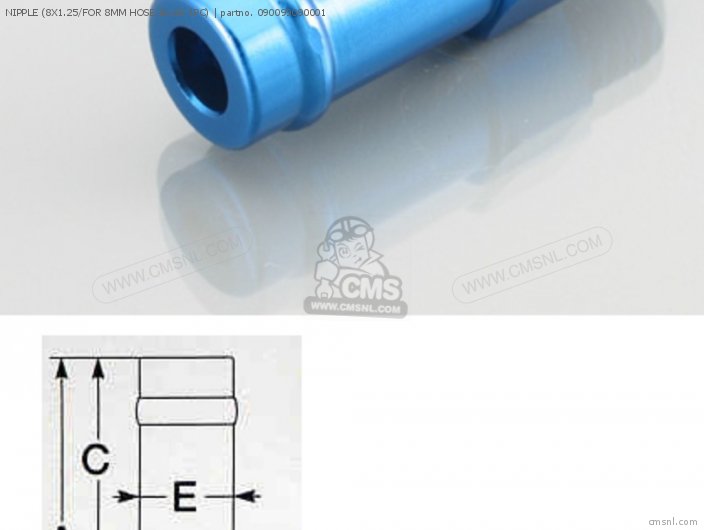 Kitaco NIPPLE (8X1.25/FOR 8MM HOSE/BLUE/1PC) 090099090001