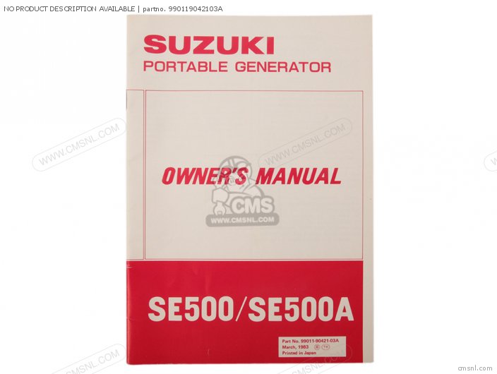 Suzuki NO PRODUCT DESCRIPTION AVAILABLE 990119042103A