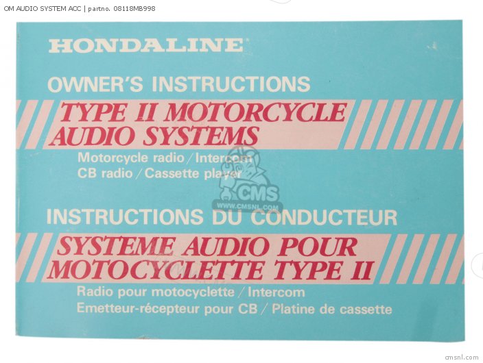 Honda OM AUDIO SYSTEM ACC 08118MB998