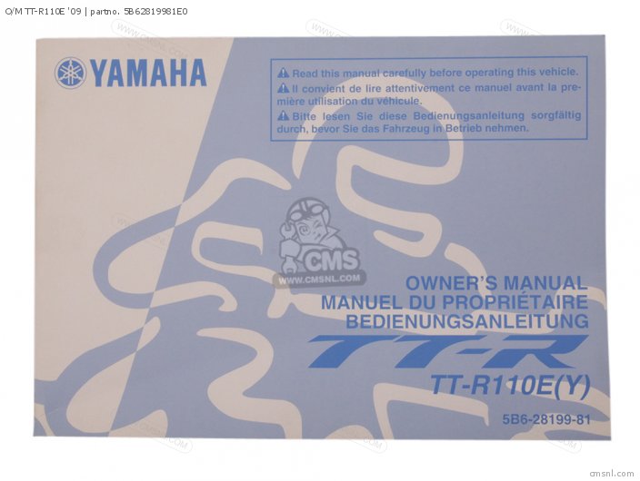 Yamaha O/M TT-R110E '09 5B62819981E0 Yamaha O/M TT-R110E '09 5B62819981E0