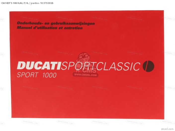 Ducati OWNERS MANUAL F,NL 91371081B