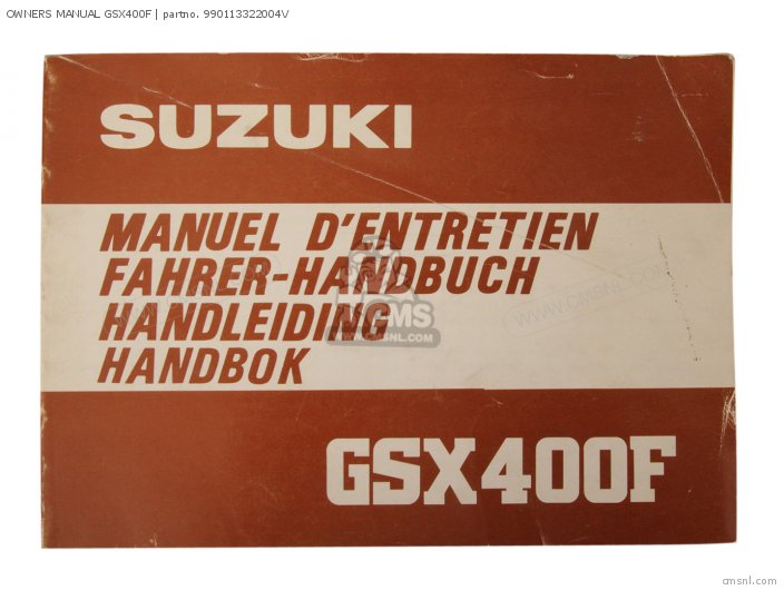 Suzuki OWNERS MANUAL GSX400F 990113322004V