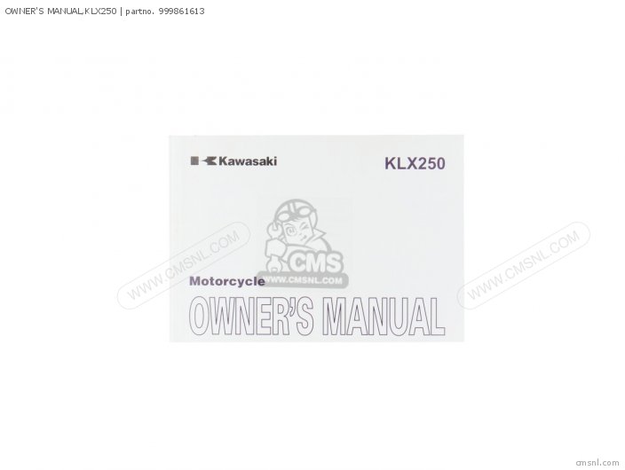 Kawasaki OWNER'S MANUAL,KLX250 999861613