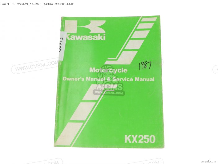 Kawasaki OWNER'S MANUAL,KX250- 99920136601