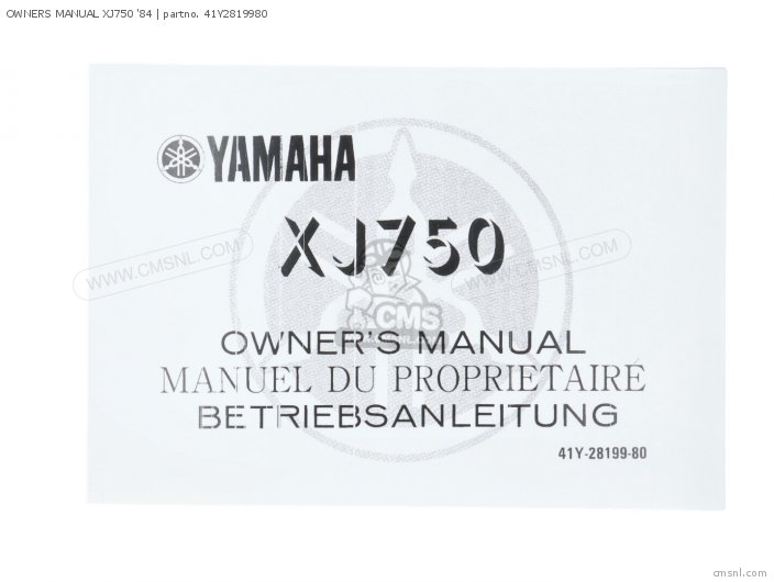 Yamaha OWNERS MANUAL XJ750 84 41Y2819980