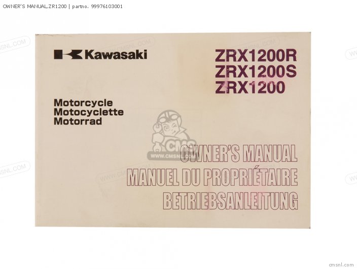 Kawasaki OWNER'S MANUAL,ZR1200 99976103001