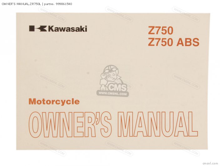 Kawasaki OWNER'S MANUAL,ZR750L 999861540