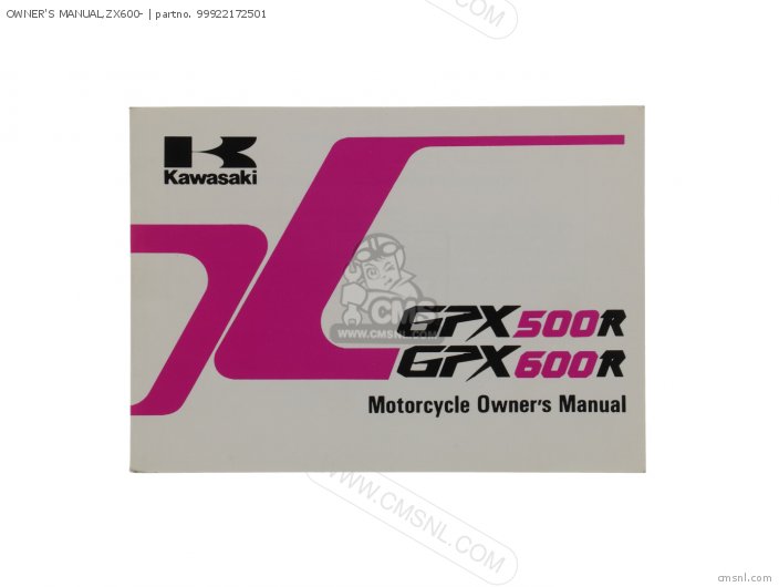 Kawasaki OWNERS MANUAL,ZX600- 99922172501