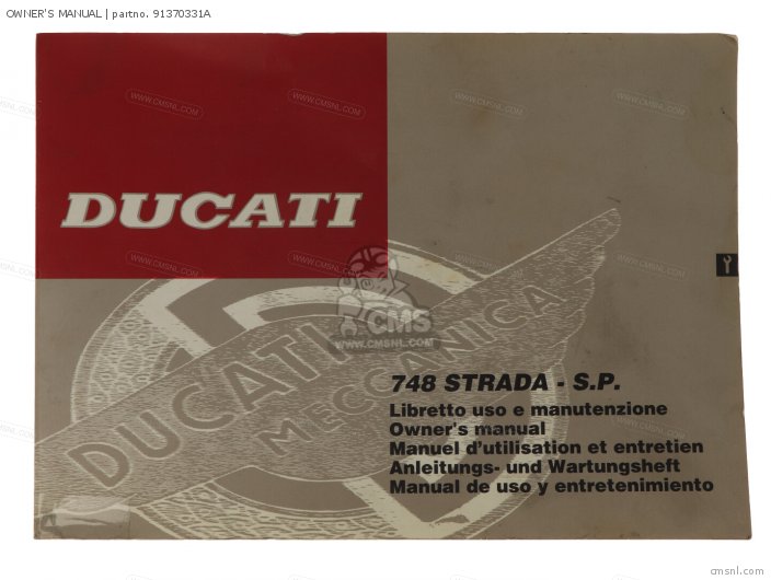 Ducati OWNER'S MANUAL 91370331A