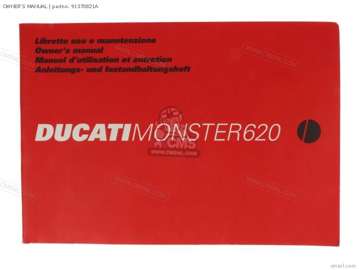 Ducati OWNERS MANUAL 91370821A