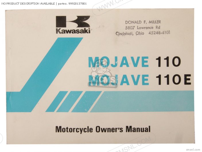 Kawasaki OWNERS MANUAL 99920137801