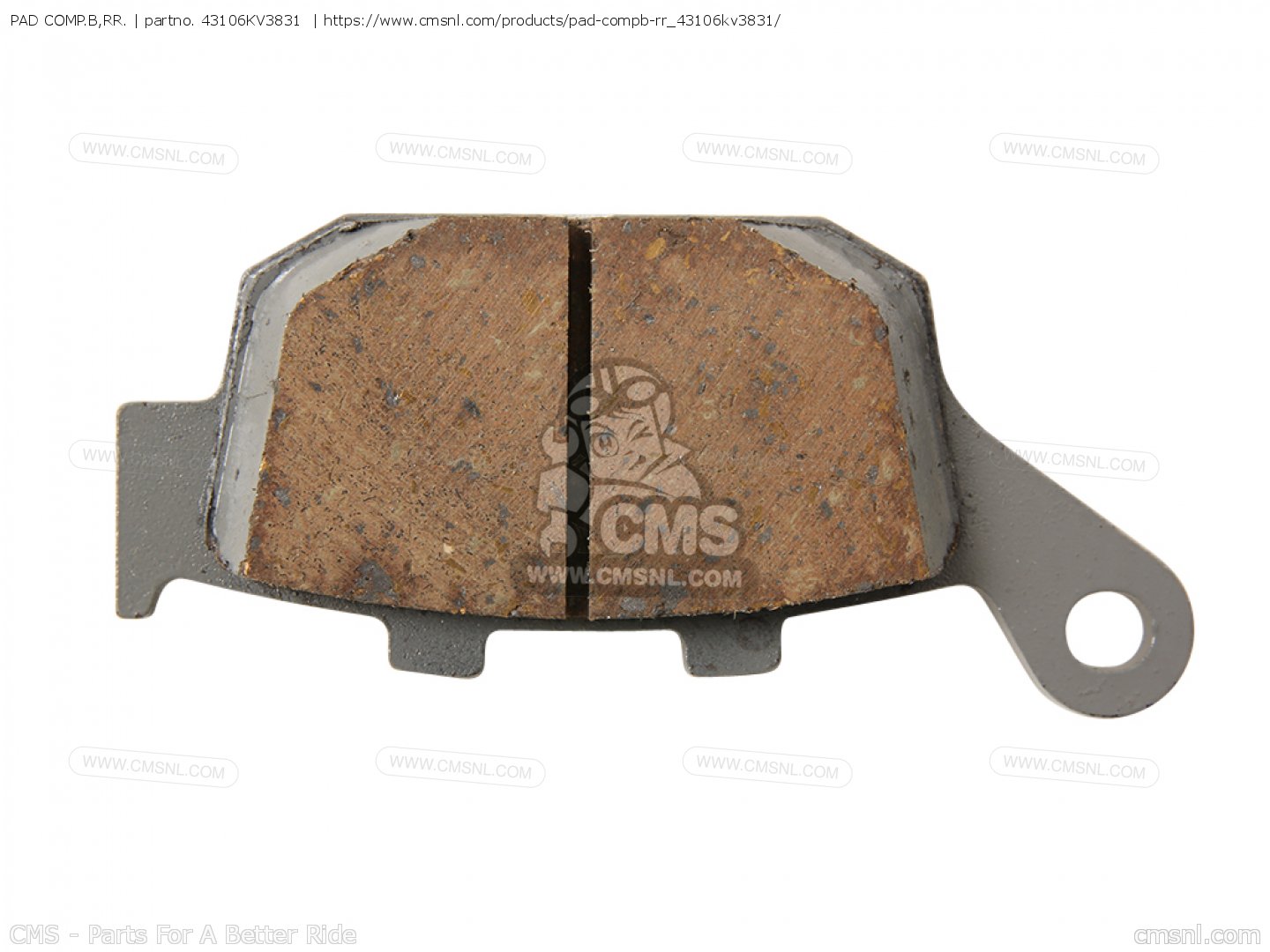 43106KV3831: Pad Comp.b,rr. (nas) Honda - buy the 43106-KV3-831 at 