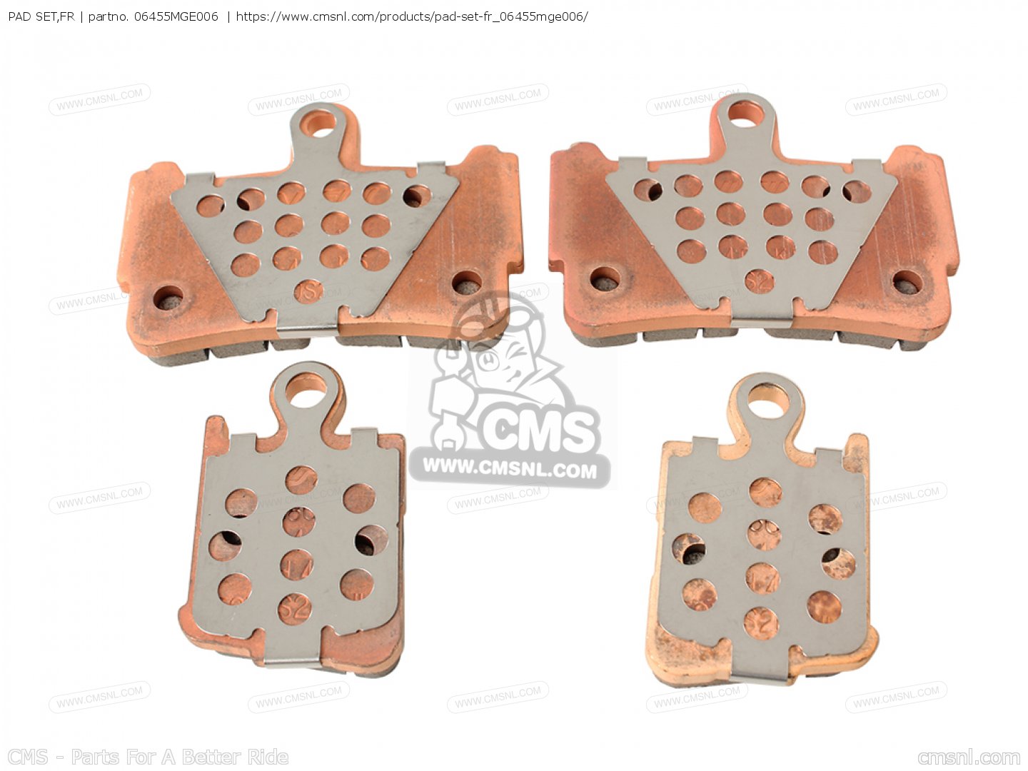 06455MGE006: Pad Set,fr (nas) Honda - buy the 06455-MGE-006 at CMSNL