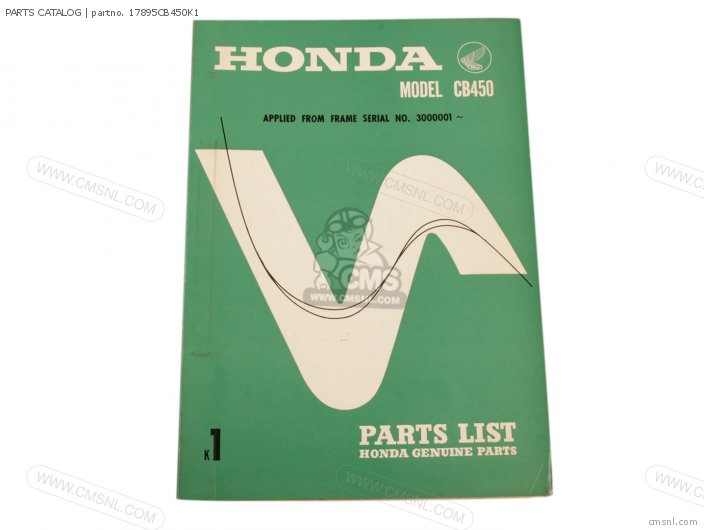 Honda PARTS CATALOG 17895CB450K1