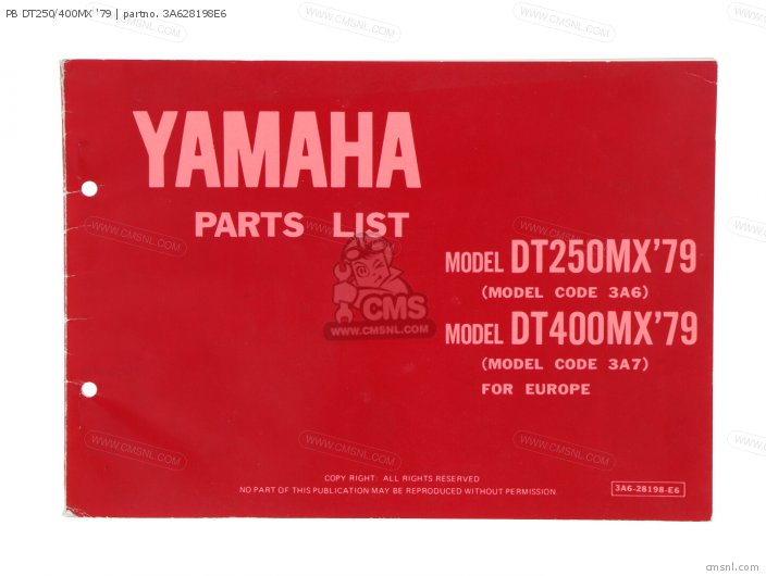 Yamaha PB DT250/400MX 79 3A628198E6