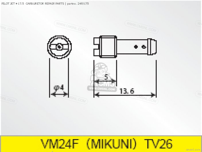 Takegawa PILOT JET #17.5  CARBURETOR REPAIR PARTS 24PJ175