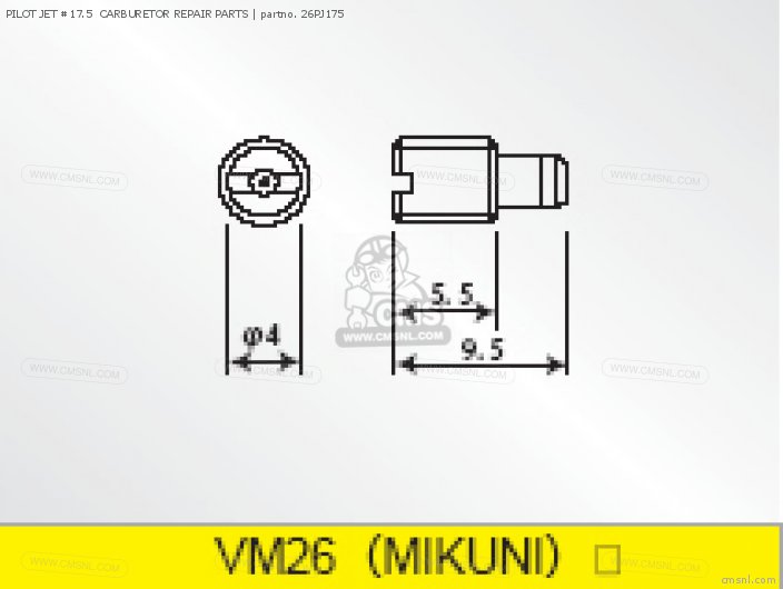 Takegawa PILOT JET #17.5  CARBURETOR REPAIR PARTS 26PJ175