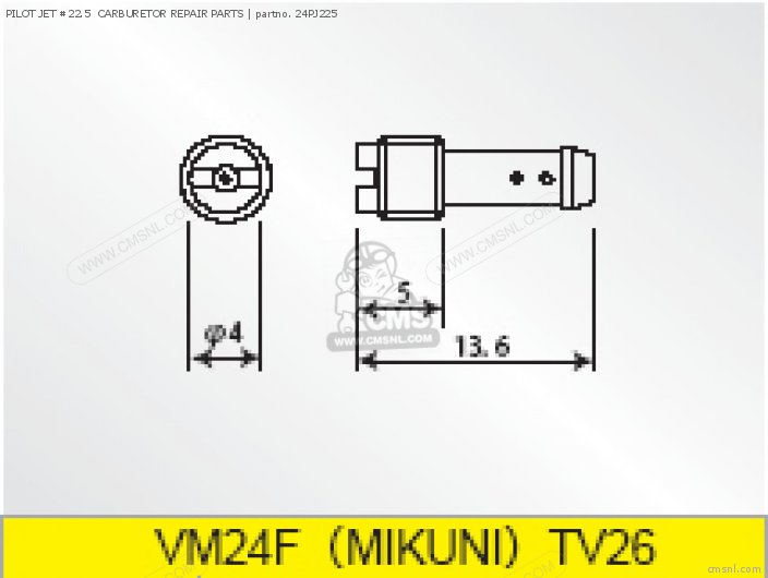 Takegawa PILOT JET #22.5  CARBURETOR REPAIR PARTS 24PJ225