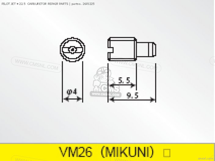 Takegawa PILOT JET #22.5  CARBURETOR REPAIR PARTS 26PJ225