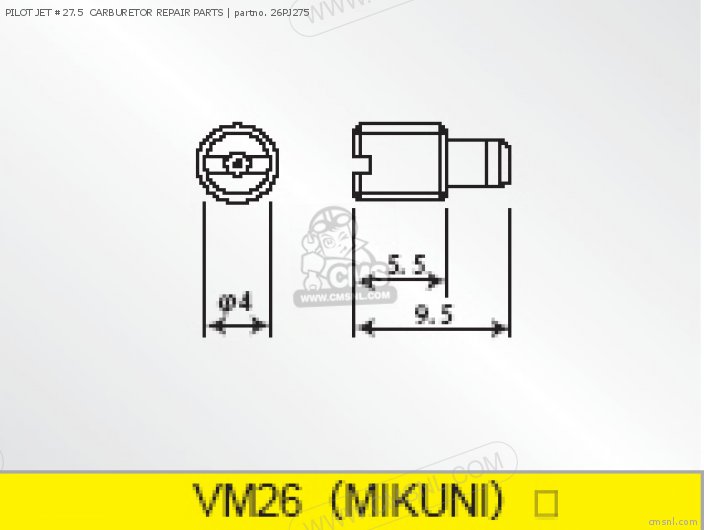 Takegawa PILOT JET #27.5  CARBURETOR REPAIR PARTS 26PJ275