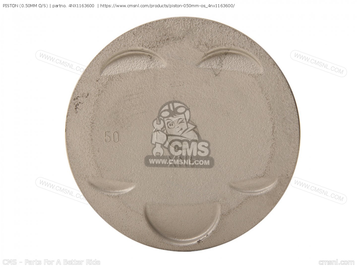 4NX1163600: PISTON (0.50MM O/S) Yamaha - buy the 4NX-11636 4NX1163600: PISTON (0.50MM O/S) Yamaha - buy the 4NX-11636