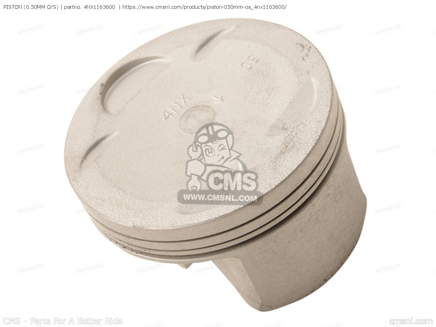 4NX1163600: PISTON (0.50MM O/S) Yamaha - buy the 4NX-11636 4NX1163600: PISTON (0.50MM O/S) Yamaha - buy the 4NX-11636