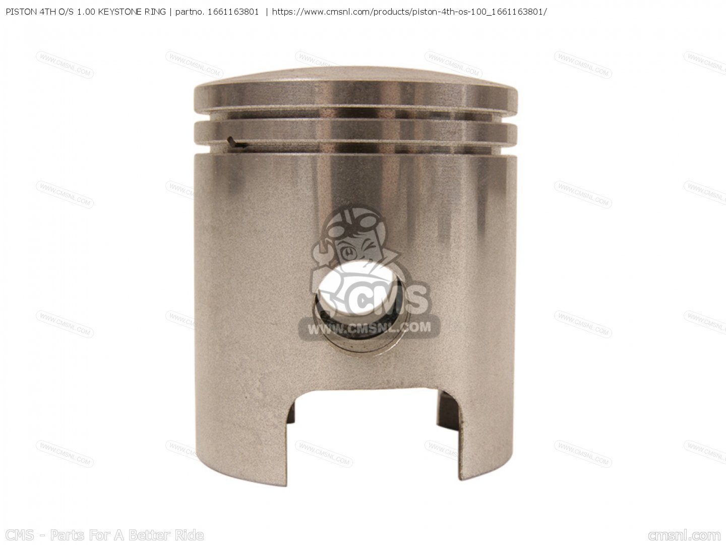 166-11638-01-00 Piston 4Th O/S 1.00 Keystone Ring Yamaha - YL2, YL2C, YL2CM