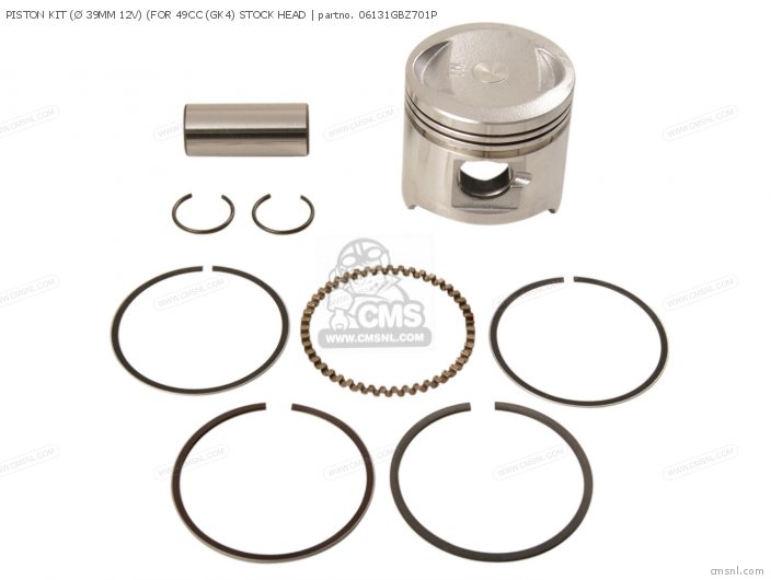 Honda PISTON KIT ( 39MM 12V) (FOR 49CC (GK4) STOCK HEAD (NON O.E. ALT 06131GBZ701P