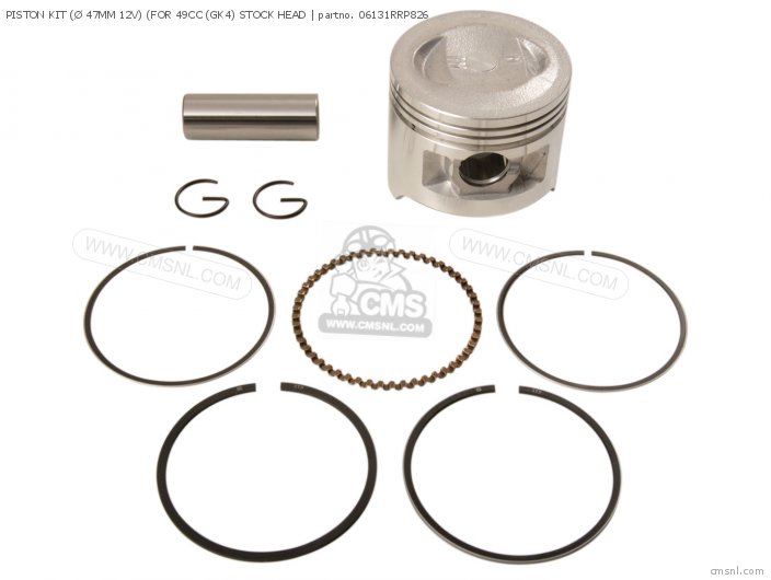 Honda PISTON KIT ( 47MM 12V) (FOR 49CC (GK4) STOCK HEAD 06131RRP826