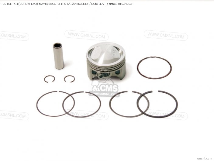 Takegawa PISTON KIT(SUPERHEAD) 52MM/88CC  3.1PS 6/12V MONKEY /GORILLA 01024262