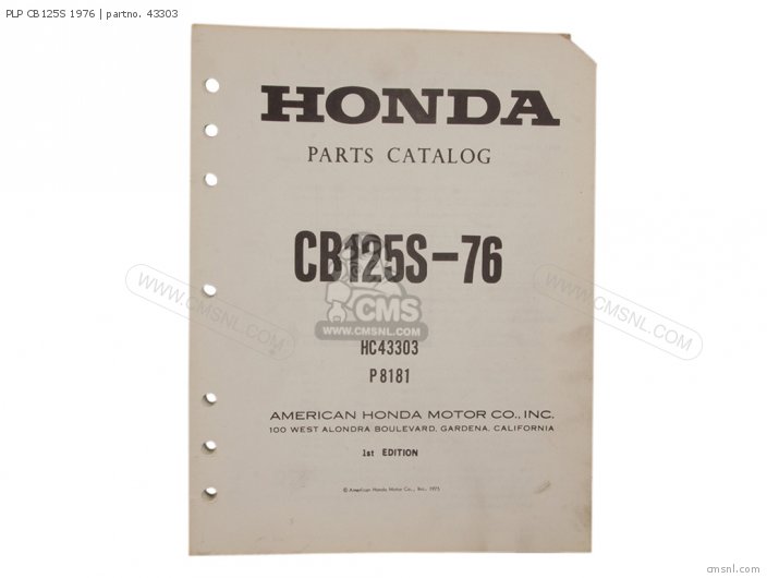 Honda PLP CB125S 1976 43303