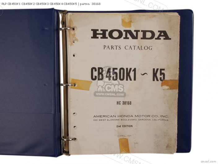 Honda PLP CB450K1 CB450K2 CB450K3 CB450K4 CB450K5 38168