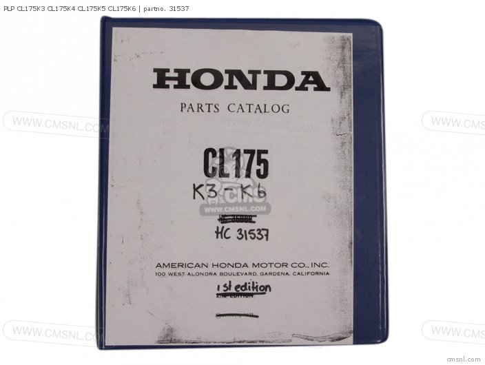 Honda PLP CL175K3 CL175K4 CL175K5 CL175K6 31537 Honda PLP CL175K3 CL175K4 CL175K5 CL175K6 31537