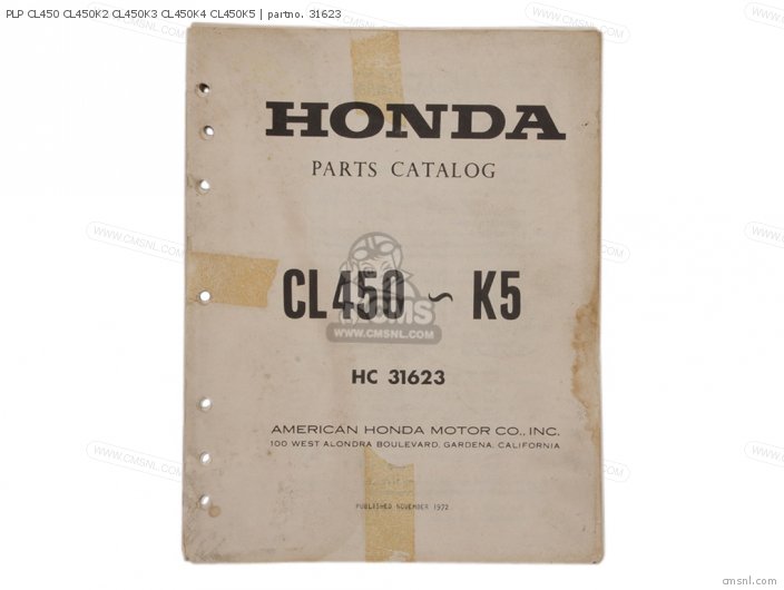Honda PLP CL450 CL450K2 CL450K3 CL450K4 CL450K5 31623 Honda PLP CL450 CL450K2 CL450K3 CL450K4 CL450K5 31623
