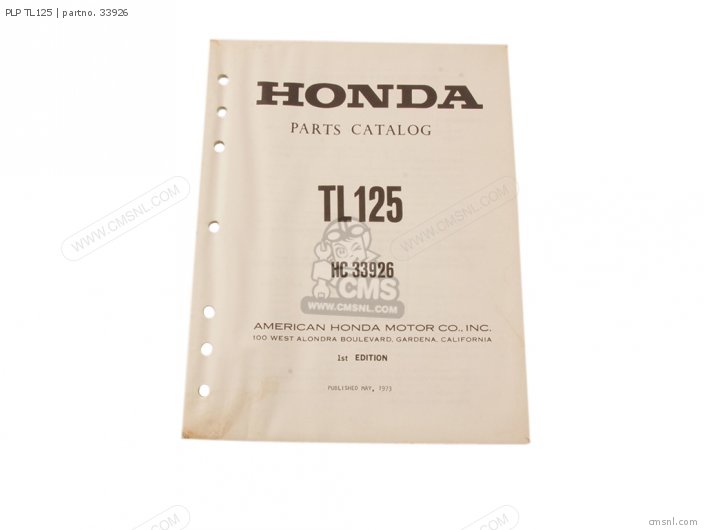 Honda PLP TL125 33926