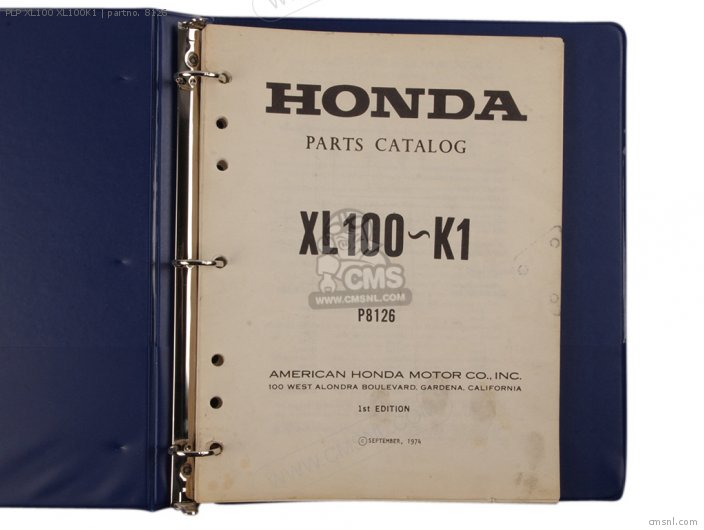 Honda PLP XL100 XL100K1 8126