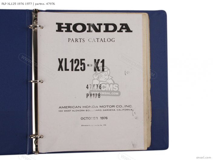 Honda PLP XL125 1976 1977 47976