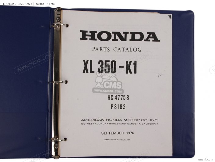 Honda PLP XL350 1976 1977 47758