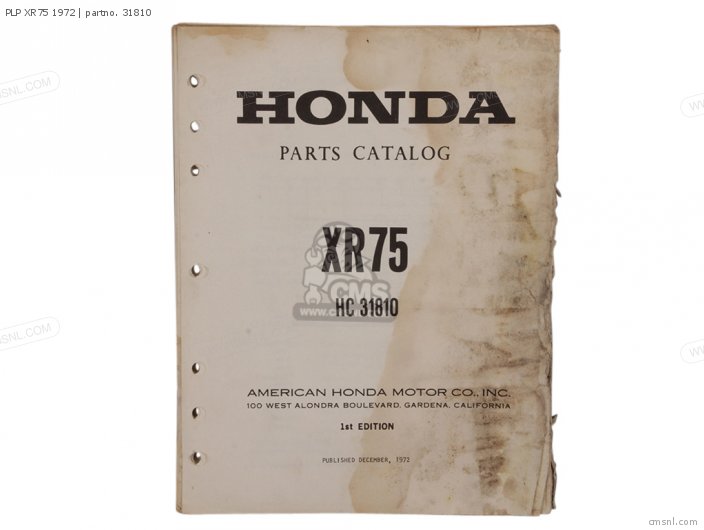 Honda PLP XR75 1972 31810
