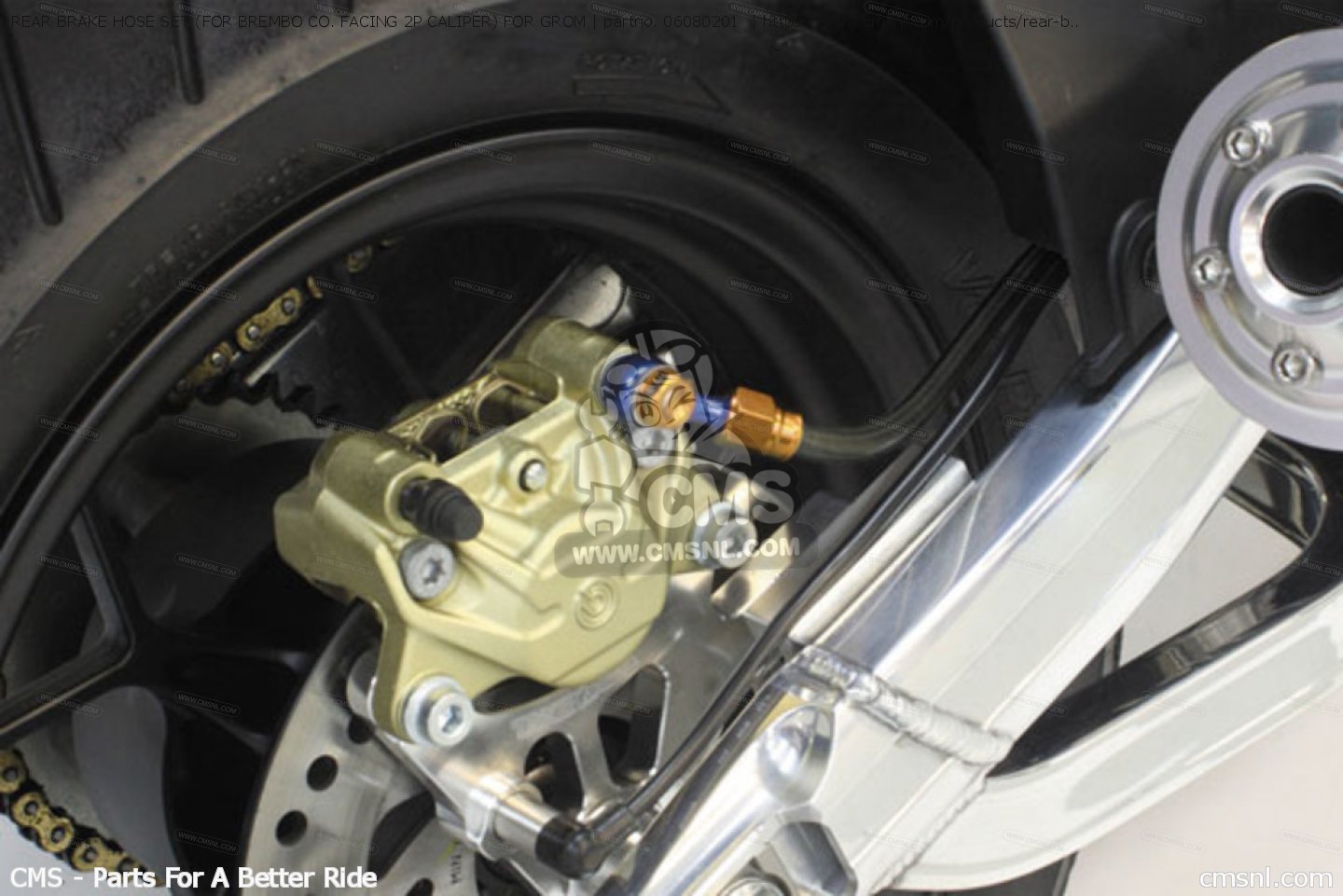 06080201 Rear Brake Hose Set (for Brembo Co. Facing 2p Caliper) For