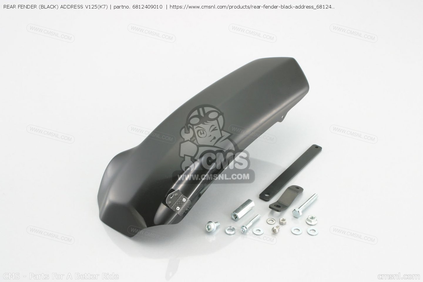 6812409010: Rear Fender (black) Address V125(k7) Kitaco - buy the  681-2409010 at CMSNL