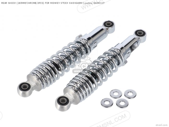 Takegawa REAR SHOCK (265MM/CHROME/2PCS) FOR MONKEY STOCK SWINGARM 06040127